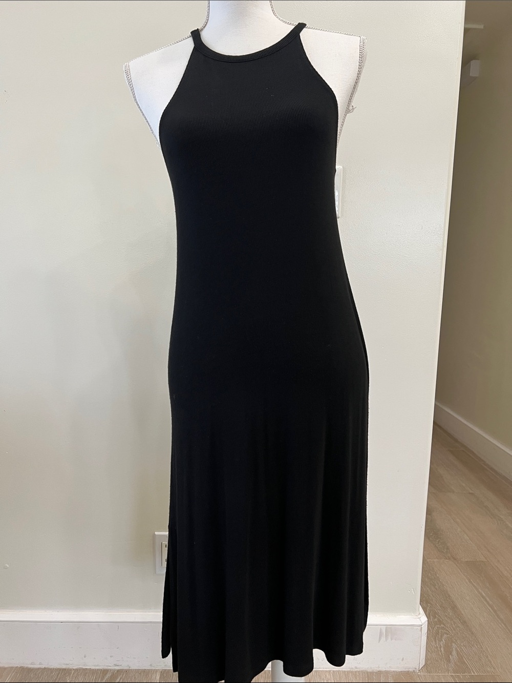 Fighting Eel Black Halter Midi Dress, size small